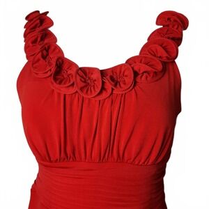 Signature by Sangria Roses Shirred Red Mini Dress NWT 14 DR024